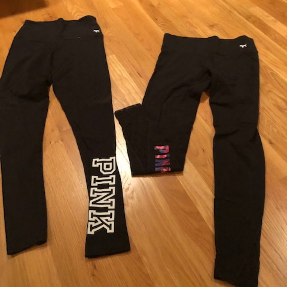 2 Womens PINK Yoga Leggings SMALL